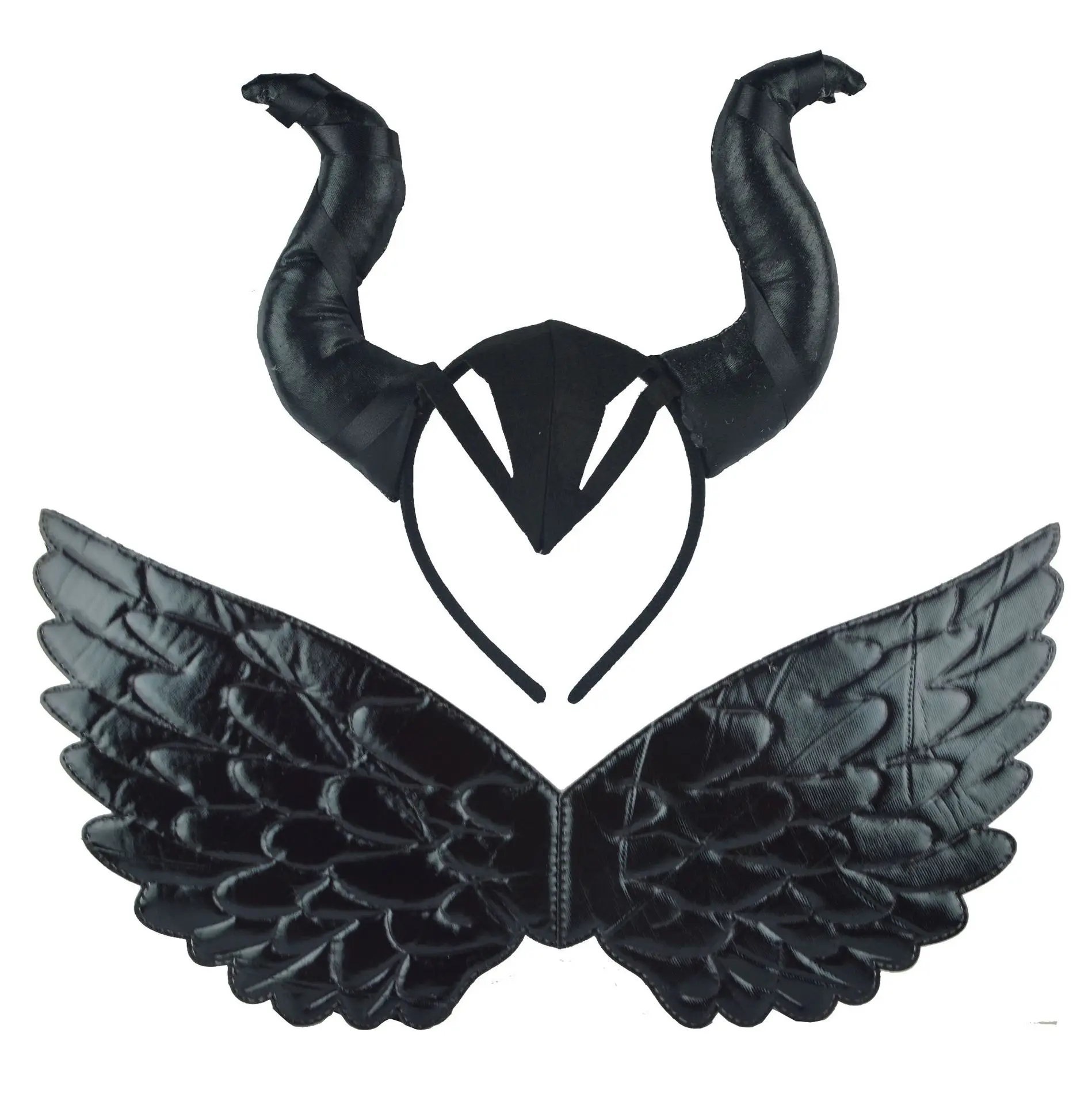

Headwear Hair Band Prop Children's Winged Unicorn Halloween Performance Demon Black Wings Demon Horn