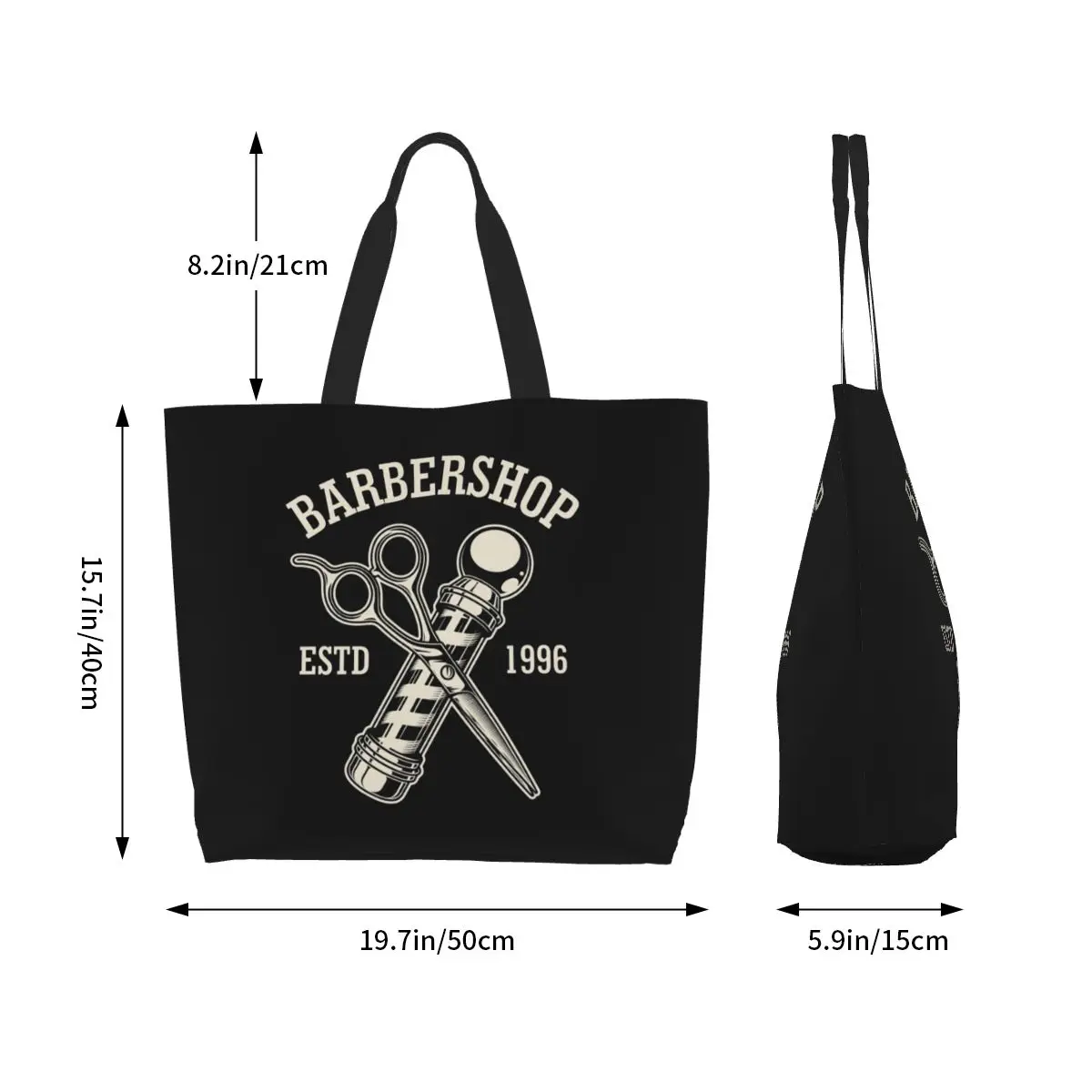 Barber Shop Sign Shopping Tote Bag Canvas Large Capacity Shoulder Bags Shopper Grocery Handbag for Women