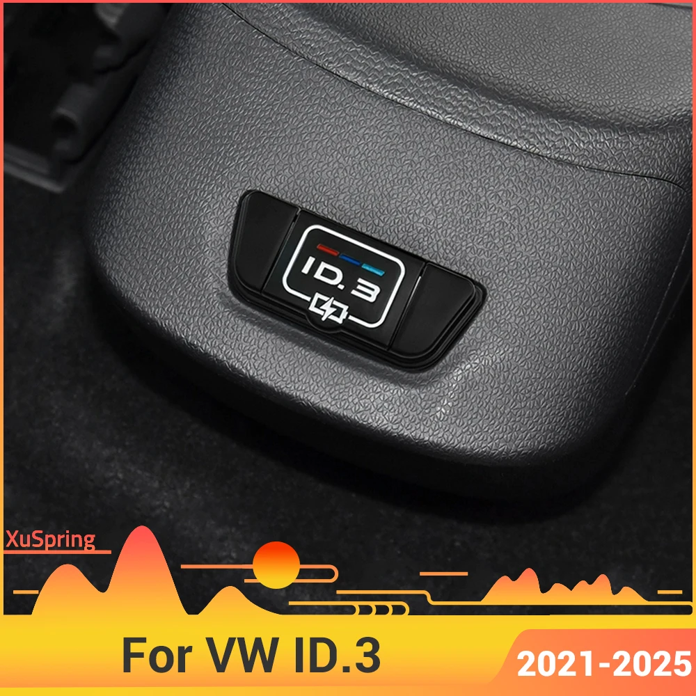 Car Rear Console Center USB TypeC Equip Charging Port Protective Cover Dust-proof Case for VW ID.3 ID3 2021-2025