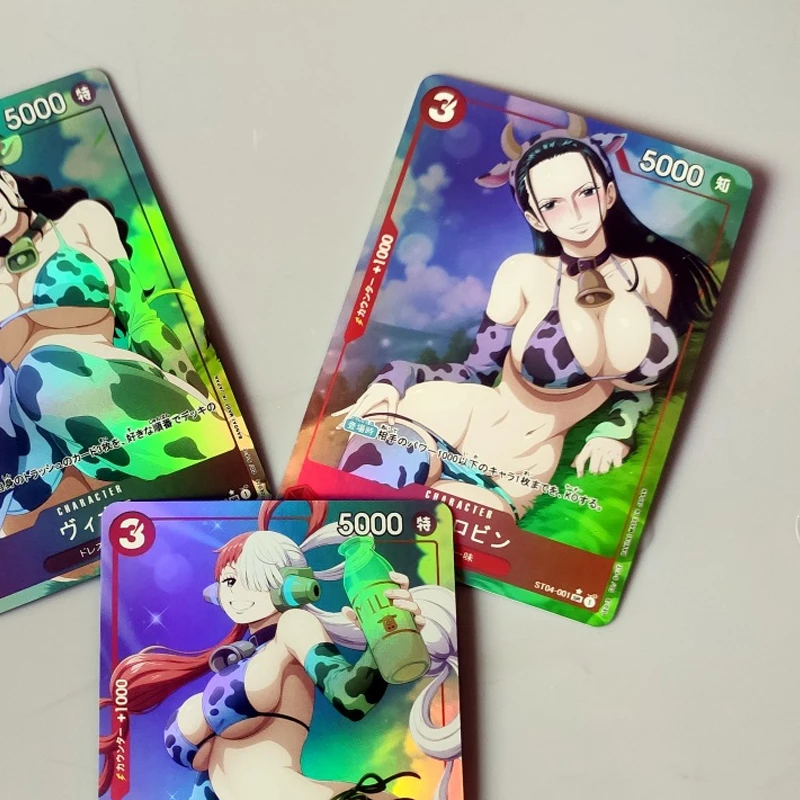 3 unids/set Anime de una pieza Diy tarjetas Flash tarjetas de colección personajes Nico Robin Uta regalos de cumpleaños de Navidad juguetes para niños