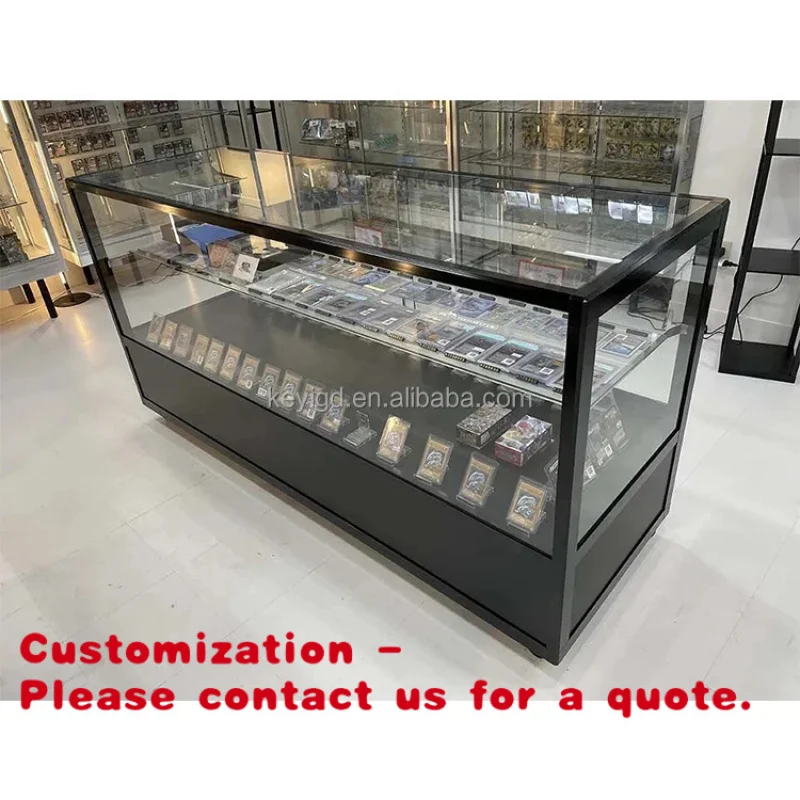 custom.Good Quality Customized Size High Definition Glass TCG Cards Cabinet-Stranding Metal Frame Pokémon Card Display