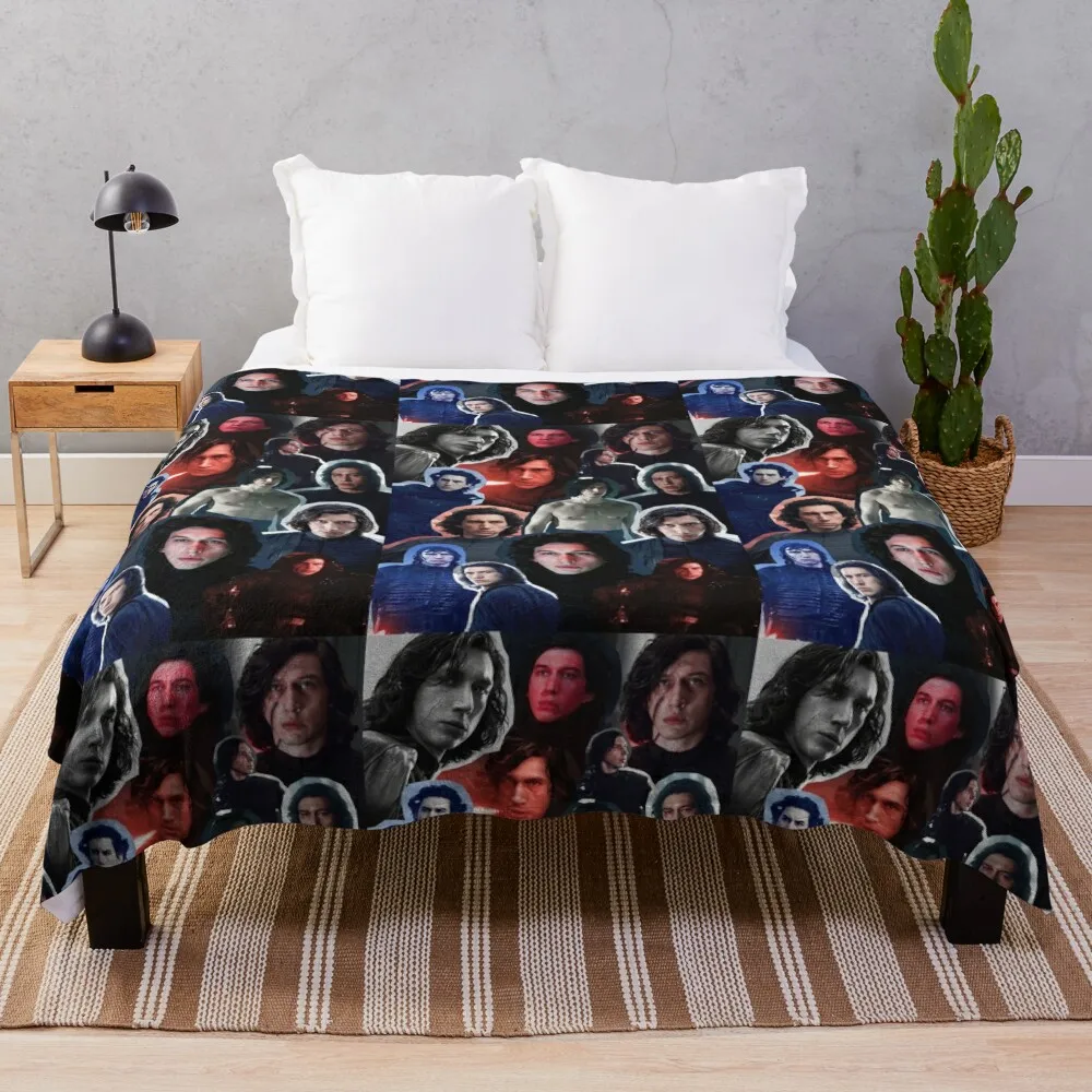 

Adam Driver as Ben/Kylo Collage Edit Throw Blanket Camping Flannels Bed Blankets