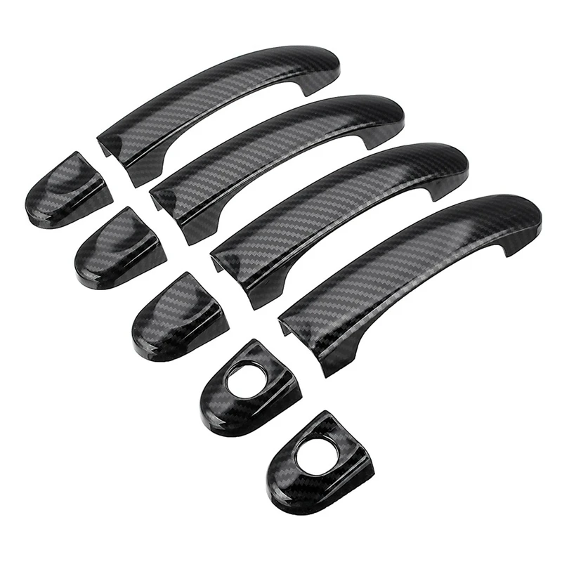 18Pcs ABS Chrome Door Handle Covers Trim For TRANSPORTER T5 T6 CADDY VAN 2003-2015 Carbon Fiber Style