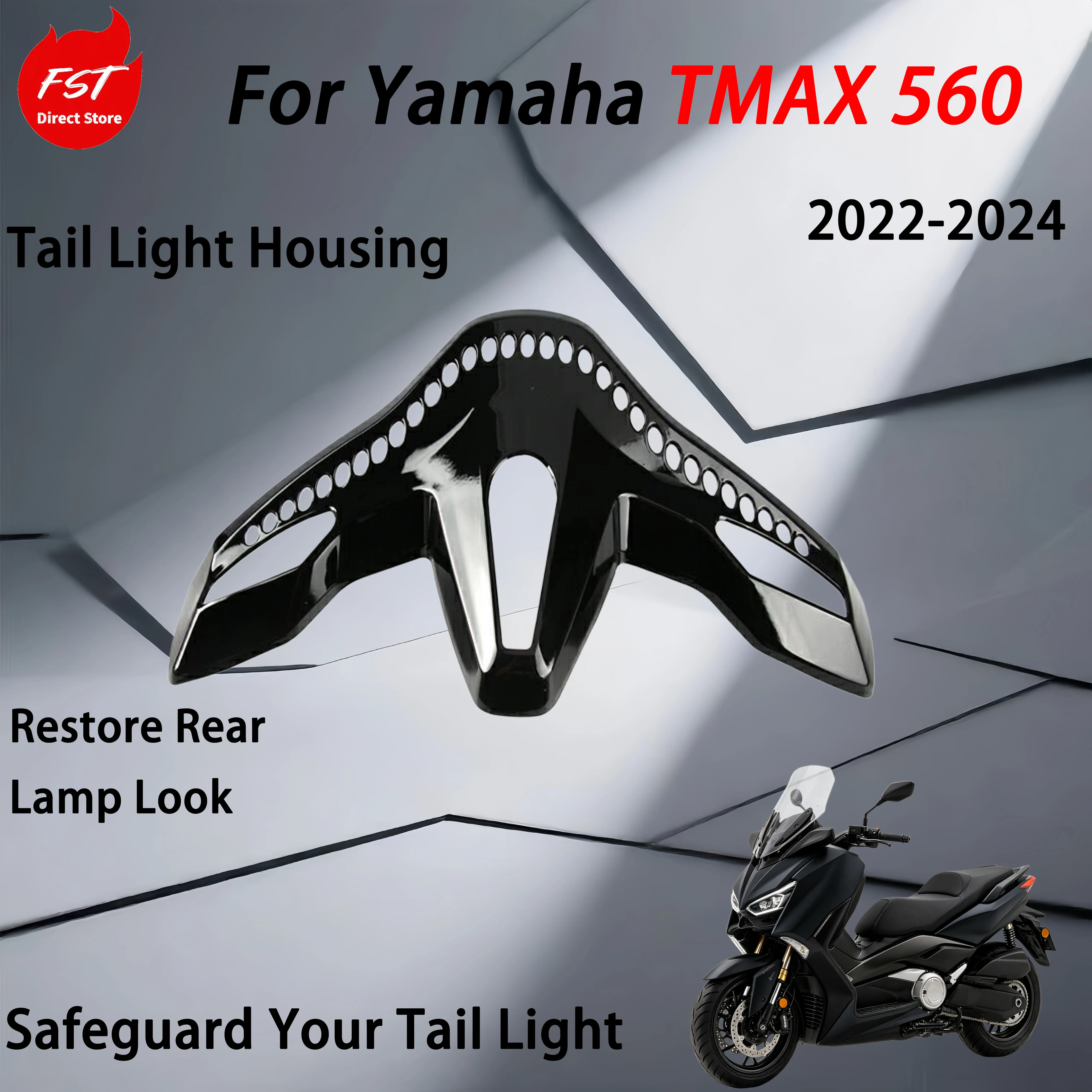 For Yamaha TMAX 560 2022-2024 Reassembly Parts: Rear Tail Light Housing, Turn Signal Housing, Rear Light Lens Plastic Shell