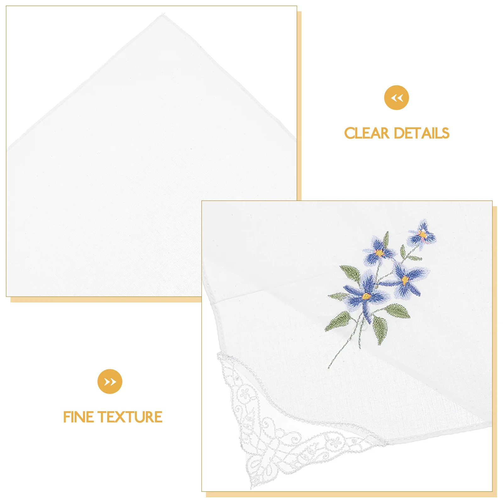 Embroidered Handkerchief Delicate Lace Floral Pattern Suitable for Wedding Tea Handkerchief Vintage