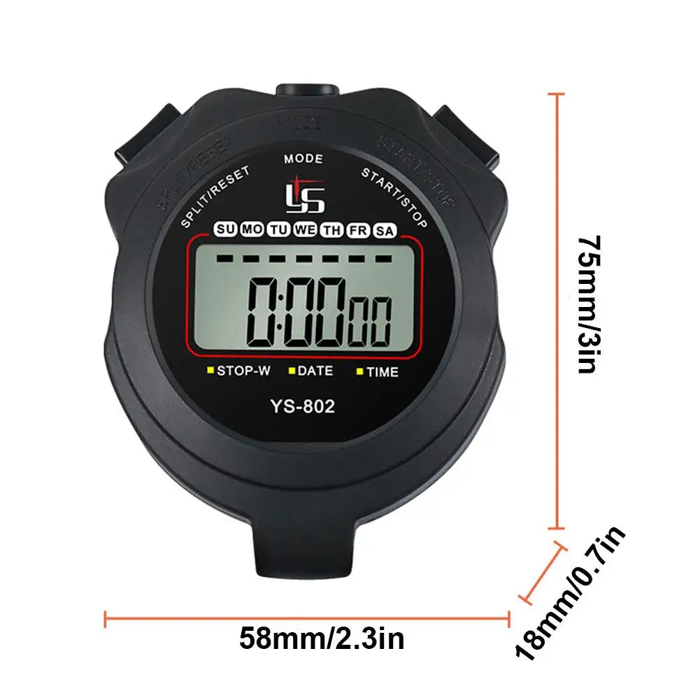 Jam tangan Digital Stopwatch kalender, jam tangan Digital untuk olahraga, kebugaran, Stopwatch, olahraga, luar ruangan, Alarm, Timer lari, dengan tali, kronograf, 1 buah