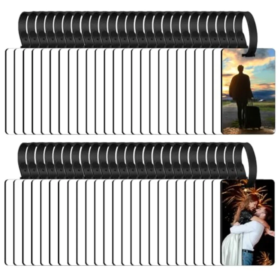 

60 Pcs Sublimation Luggage Tag Blanks Double Sided, MDF Suitcase Name Tag Blanks Bulk Sublimation Bag Tags with Strap Luggage L