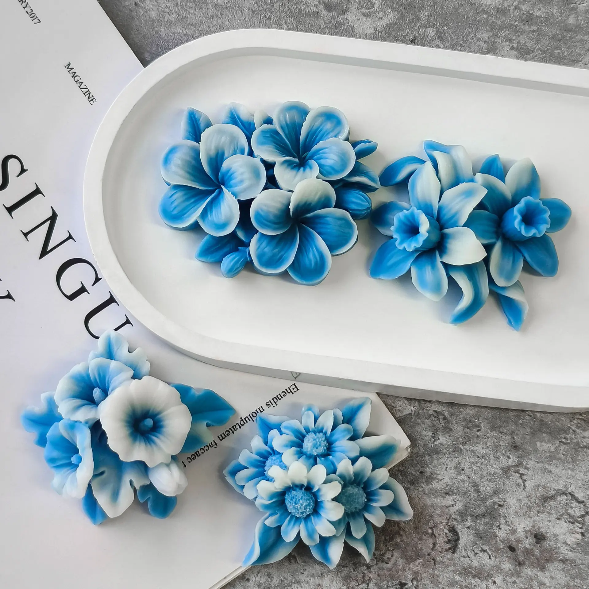 Mini flores molde de silicone artesanal aroma gesso resina ornamento molde caseiro chocolate biscoito ferramenta cozimento
