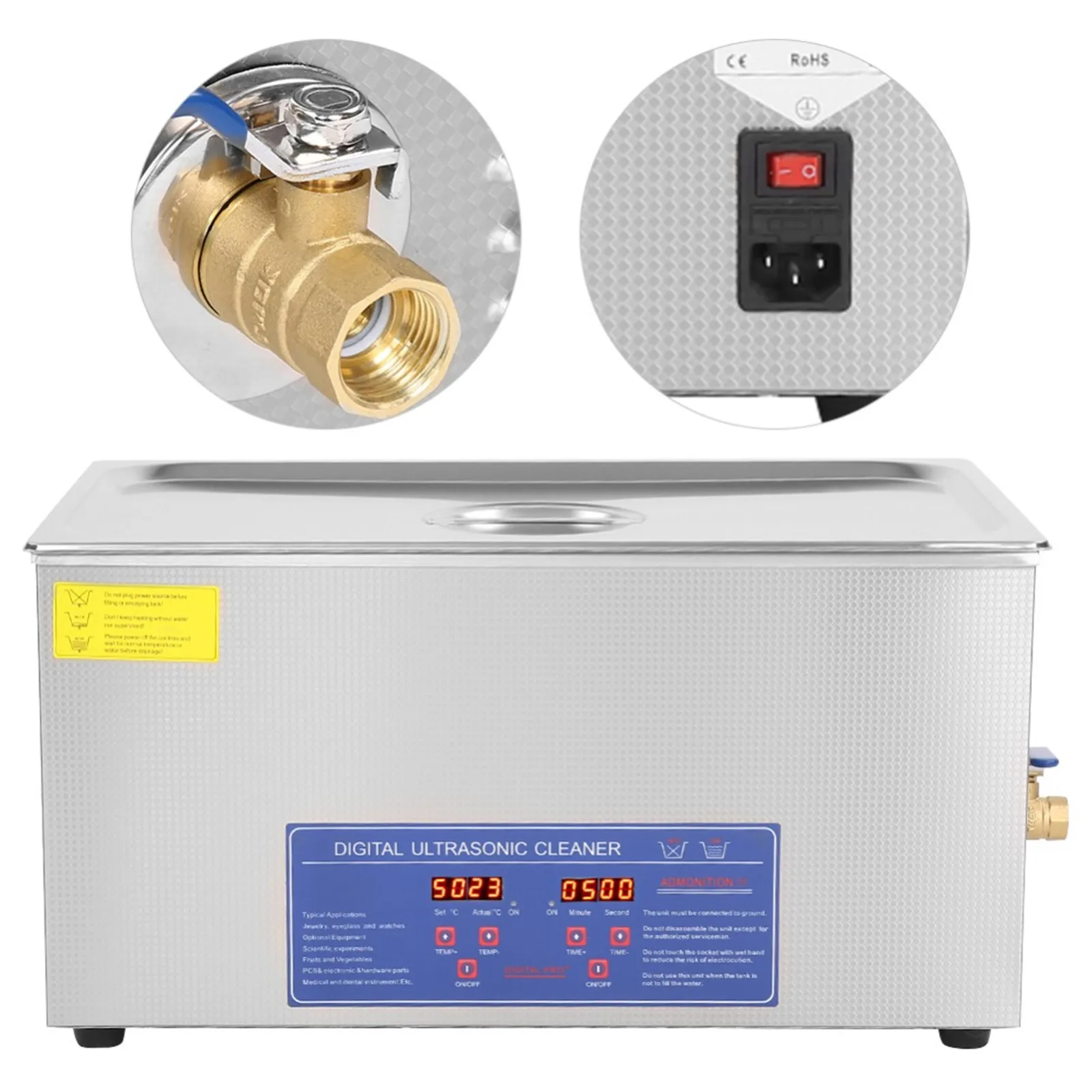3/6/10/15/22/30L Ultrasonic Cleaning Machine With Digital Timer Heater Professional Industrial Ultrasonic Jewelry Cleaner