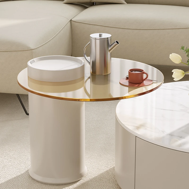 Metal Living Room Tea Table White Round Set Storage Hotel Coffee Tables Nordic Modern Luxury Mesa Centro Household Decoration