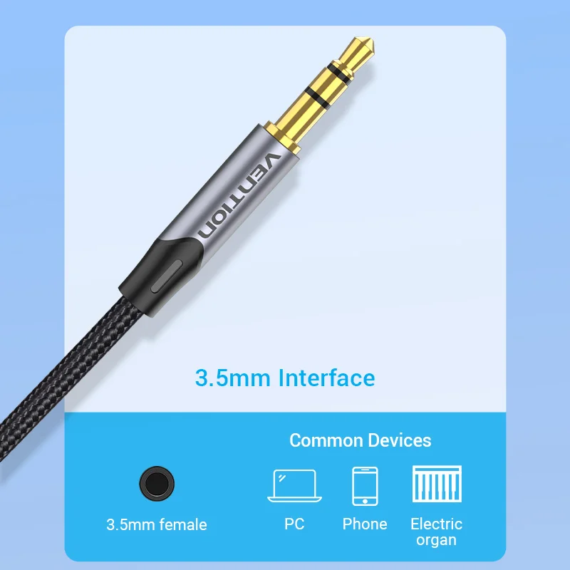 Vention 3.5mm to Double 6.5mm TRS Cable AUX Male Mono 6.5 Jack to Stereo 3.5 Jack Audio Cable for Mixer Amplifier 6.35mm Adapter