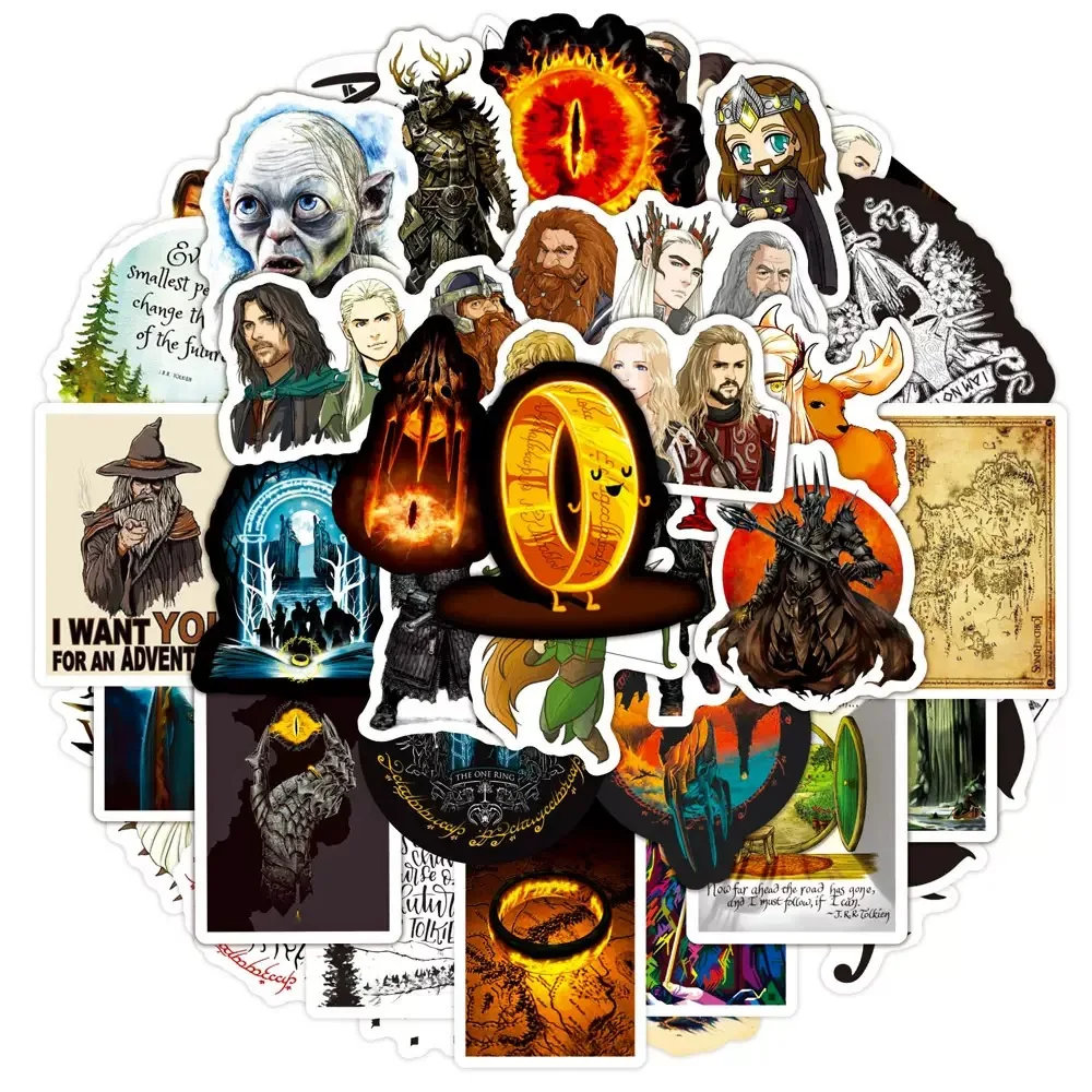 50 pegatinas de grafiti de El Hobbit para botella de agua, portátil, teléfono, bicicleta, maleta, monopatín, para niños y adultos