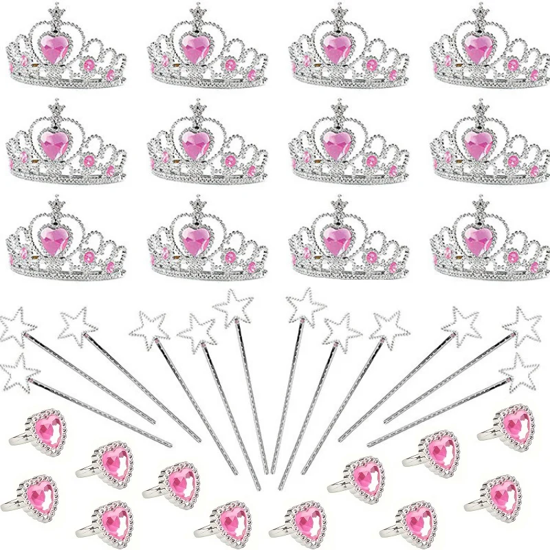 

Princess Dress Up Set - 12 Crown , 12 Princess Wands, 12 Rings - Costume Jewelry & Accessories - Princess Party Favors - Dress