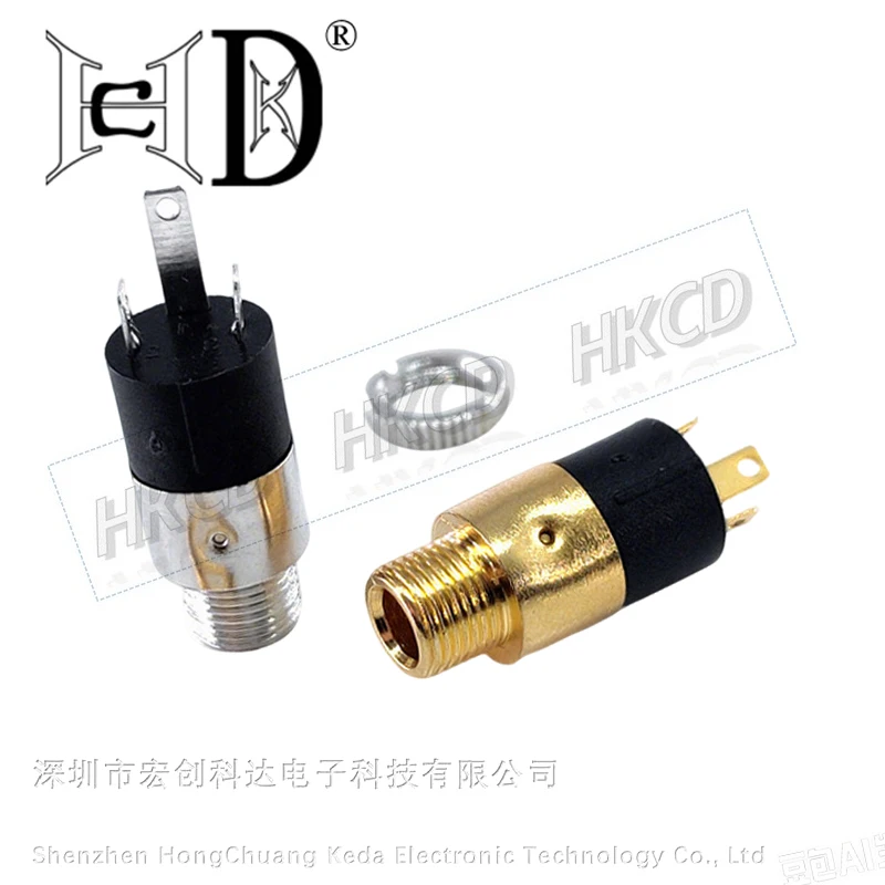 

5pcs HKCD PJ-392 3.5mm Stereo Audio Jack Socket, Panel Mount Female Connector with Lock Nut