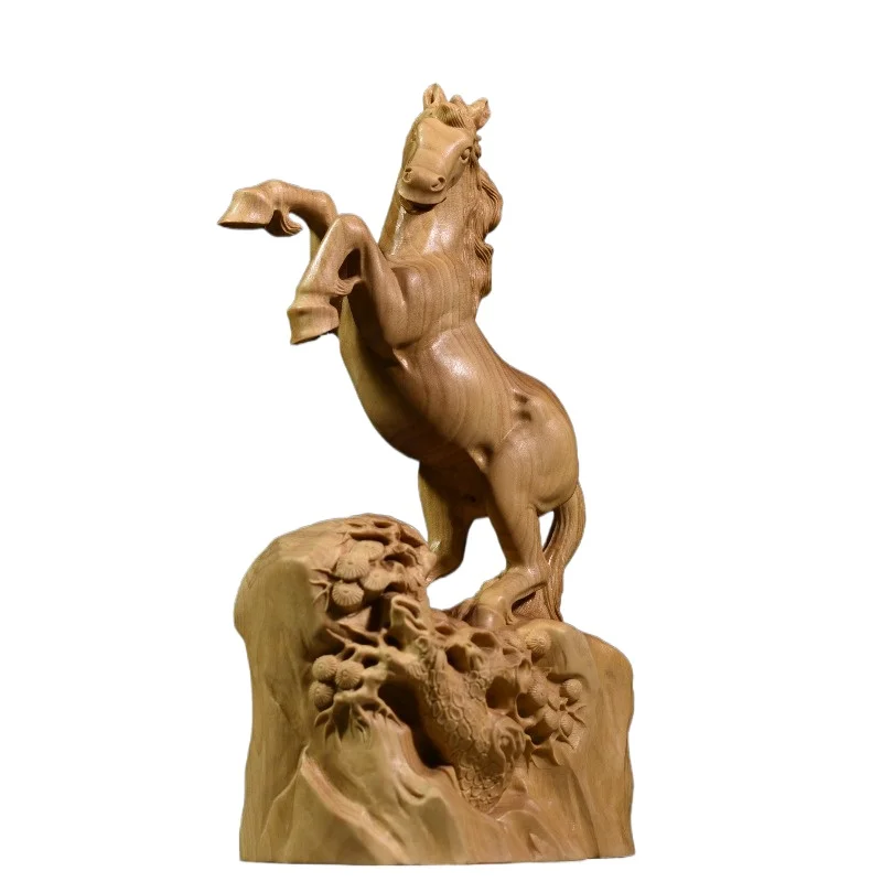 Hand-Carved Wood Horse Statue - 7.5