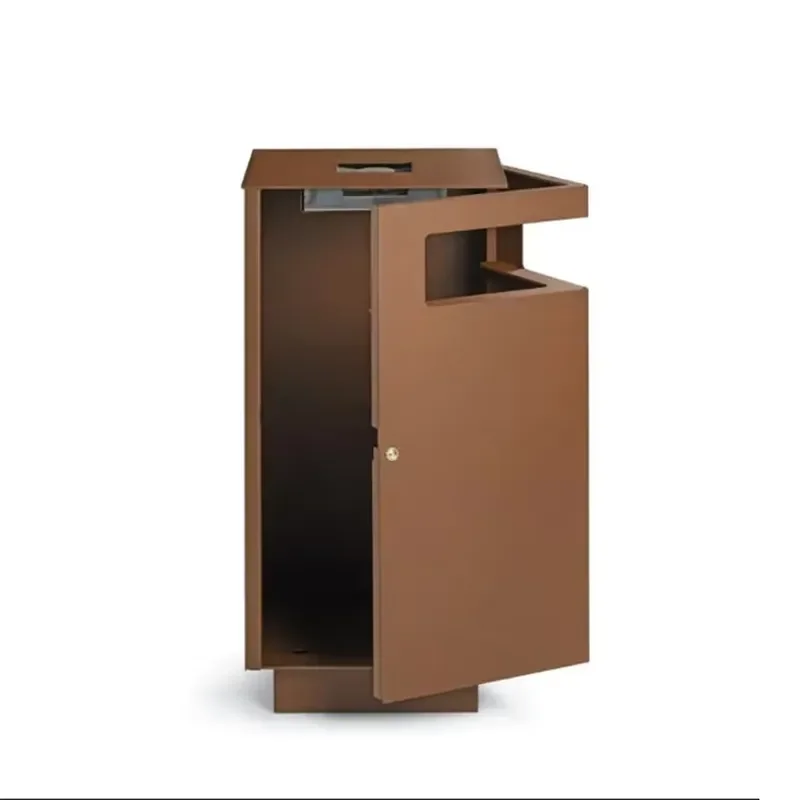 Custom Bin Storage Corten Steel Conceals and Organizes Bins Outdoor Waste Enclosure