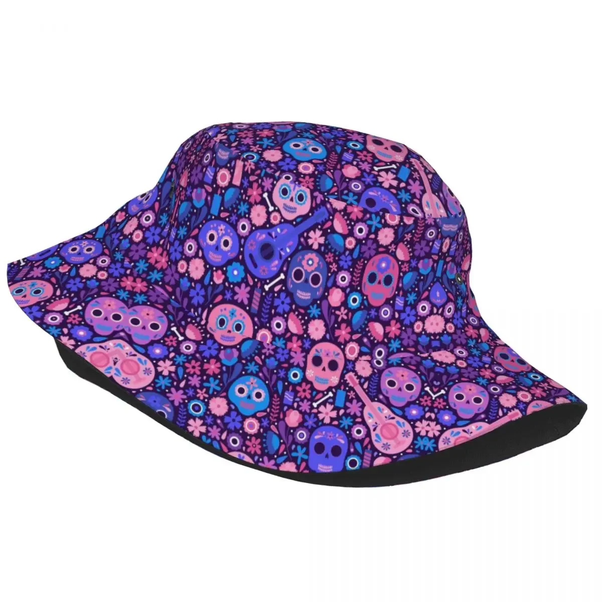 Custom Day Of The Dead Bucket Hats For Women Men Printed Mexican Sugar Skull Summer Beach Sun Mexican Sugar Skull Fisherman Cap