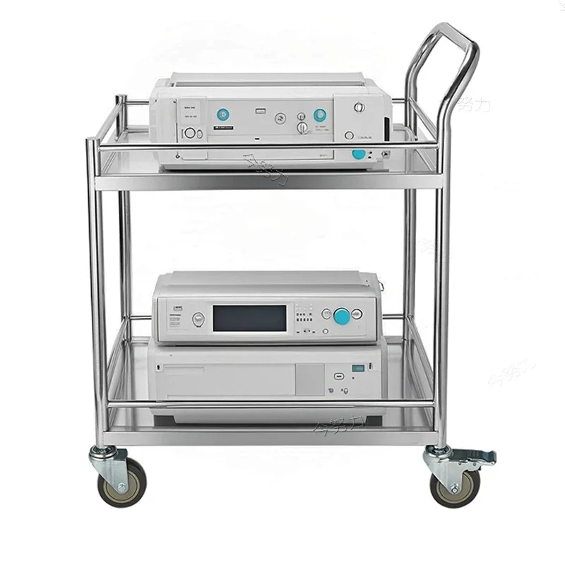 304 stainless steel trolley school laboratory instrument trolley double-layer silent handling fence dining car