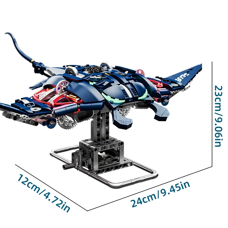 التقنية الميكانيكية مانتا راي البحر الحيوان Mobulidae الحياة مجموعة ضوء اللبنات الطوب الإبداعية نموذج الاطفال تجميع لعبة الهدايا