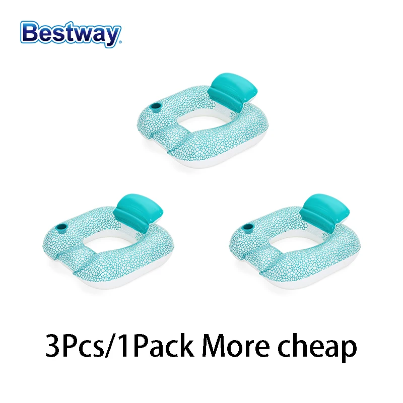 Bestway 43097 3pcs/2pcs/1pc Floating Pillow Chair, Deluxe Inflatable Pool Floating Chair, Water Lounger, Inflatable Pool Floatin