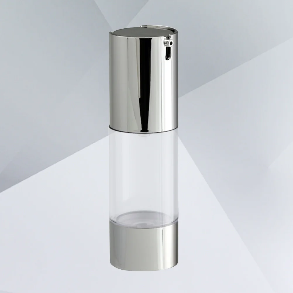ขวดปั๊มสุญญากาศสีเงินใส ขนาด 30 มล. สำหรับใส่โลชั่น อิมัลชั่น  ภาชนะพลาสติกสำหรับเดินทาง