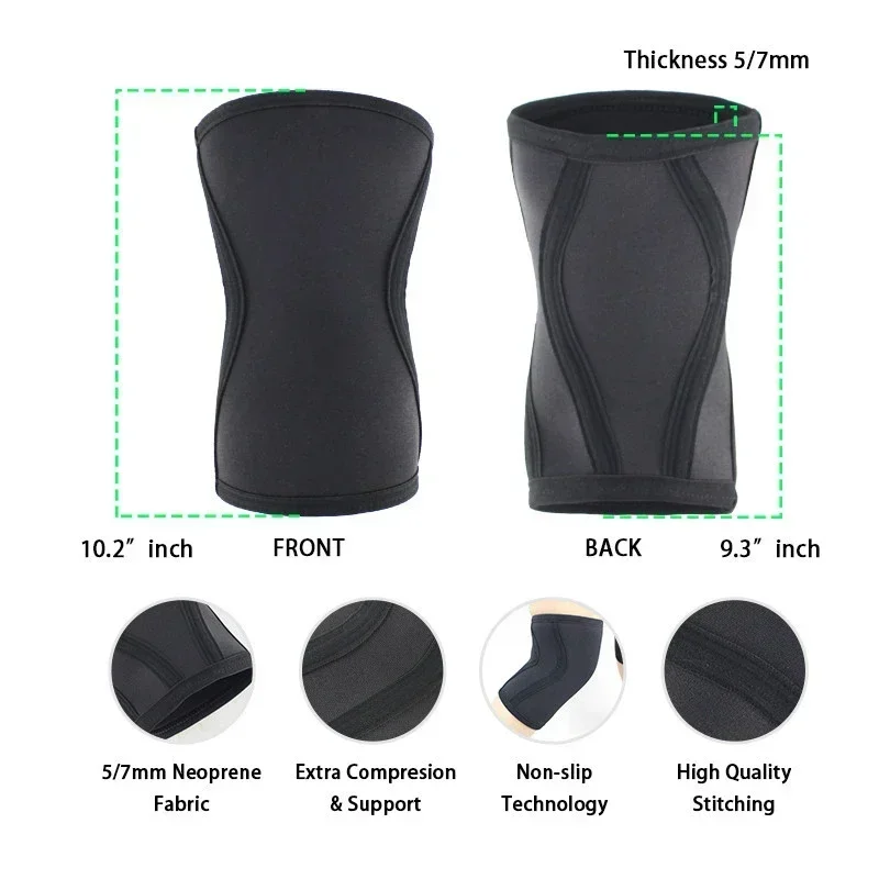 1 Pair Squat 7mm Knee Sleeves Pad Support Men Women Gym Sports Compression Neoprene Knee Protector For CrossFit Weightlifting