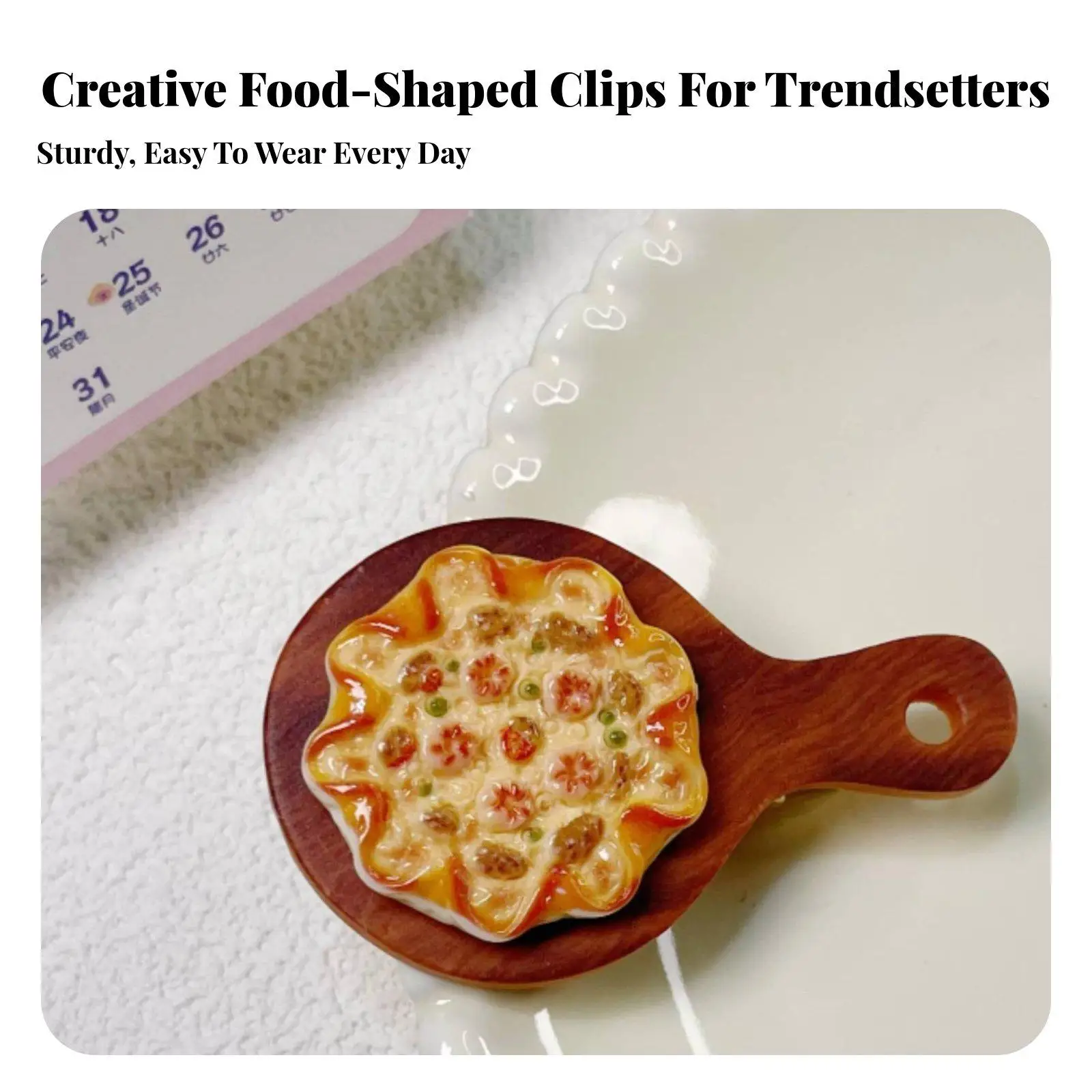 Trendy Pizza Shaped Hair Accessory for Italy Dish Lovers Sturdy Resin Duckbill Clip Realistic Cheese Design Popular Hair Clip