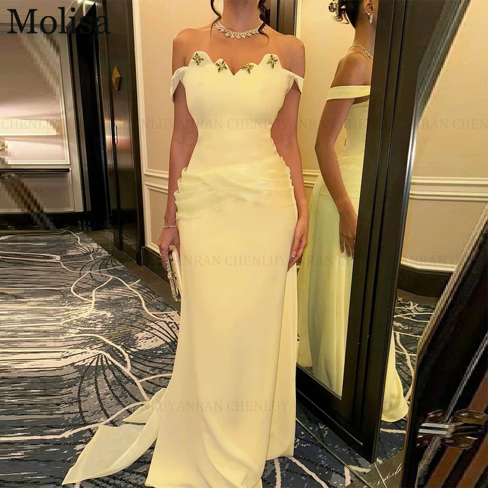 

MOLISA Yellow Elegant Formal Occasion Dresses 2025 New Customized Mermaid Off-Shoulder Crystals Long Party Prom Evening Gowns