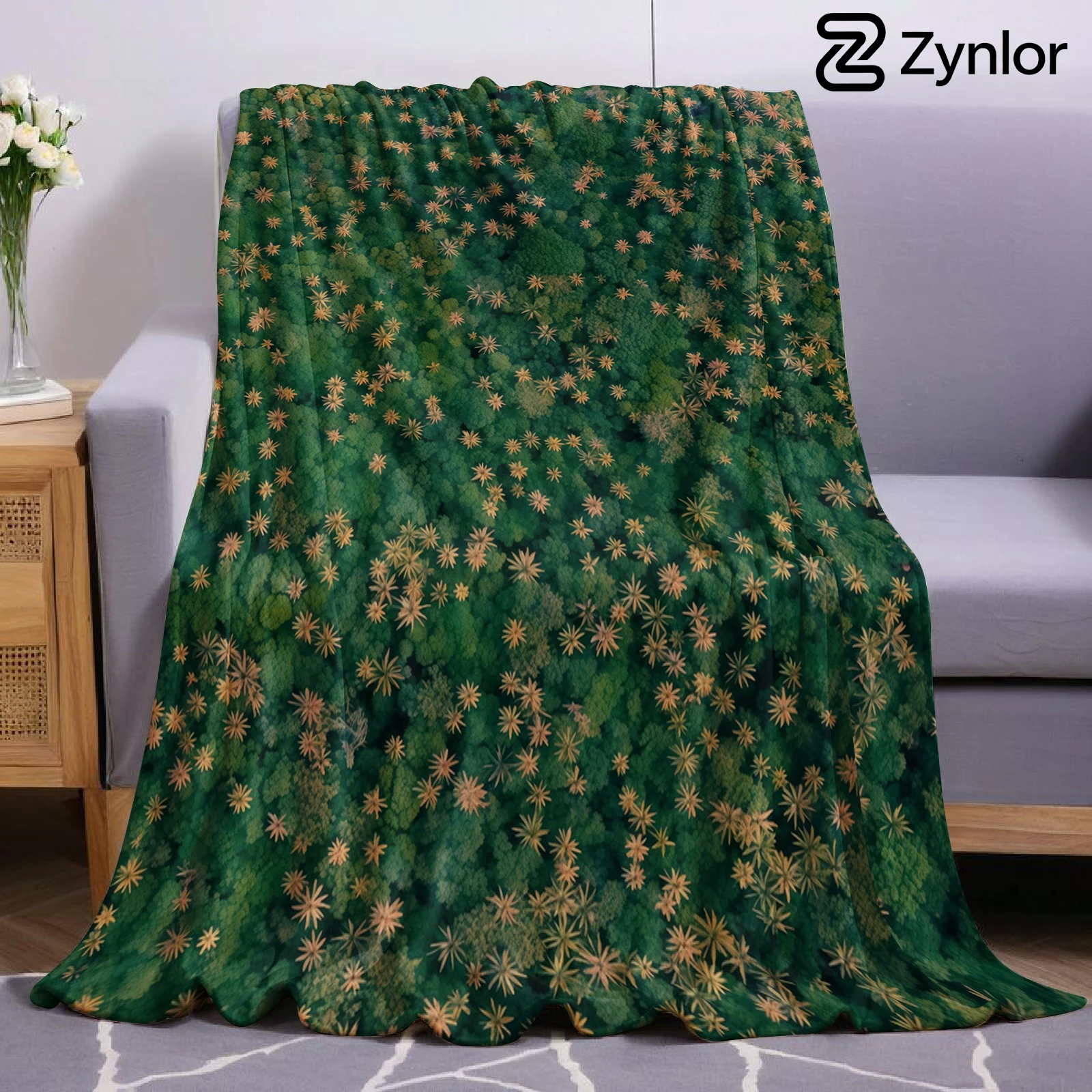Aerial Palm Tree Forest Halloween Flannel Fleece Blanket Fluffy Warm Cozy Throw for Sofa Bedroom Home Holiday Decoration Gift