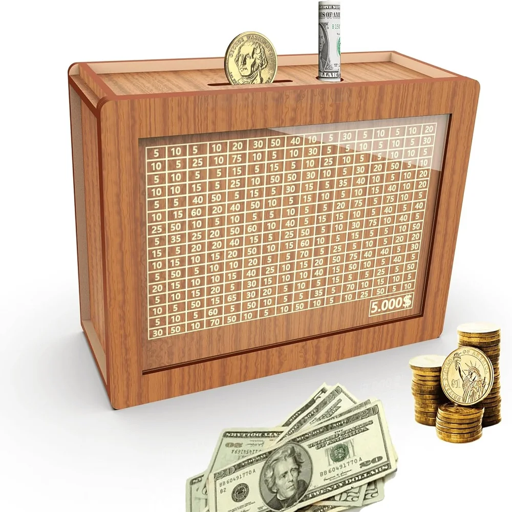 Retro Piggy Bank Savings USD for Adults Wooden Cashbox Japanese Piggy Banks Magic Tirelire Kumbara Hucha Wood Moneybox Numbers