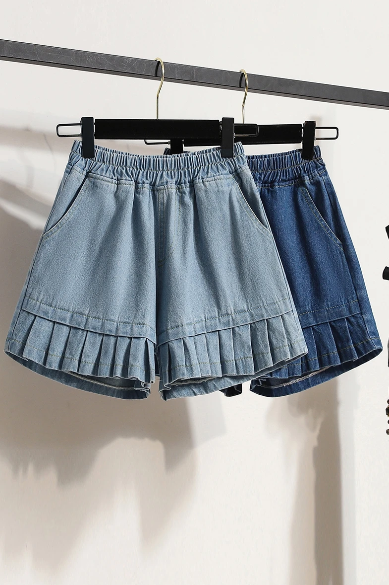 プラスサイズの女性のカジュアルなルーズストレートレッグジーンズ、ハイウエストワイドレッグ五分丈パンツ、夏の新作、多用途なパンツ