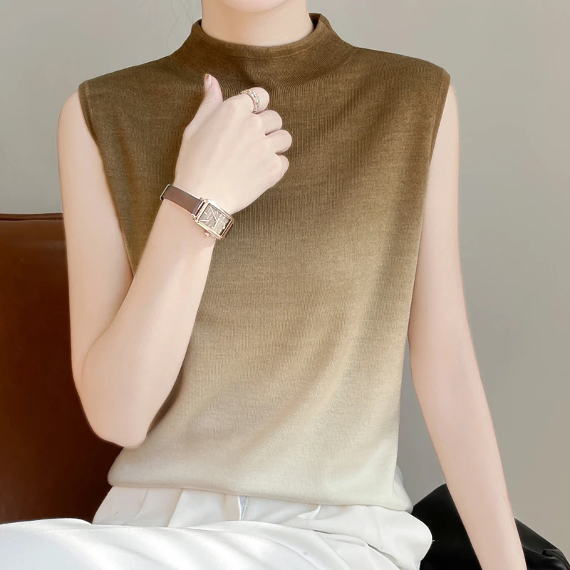 2026 New Autumn and Winter Gradient cashmere vest women loose sweater Cashmere vest Women