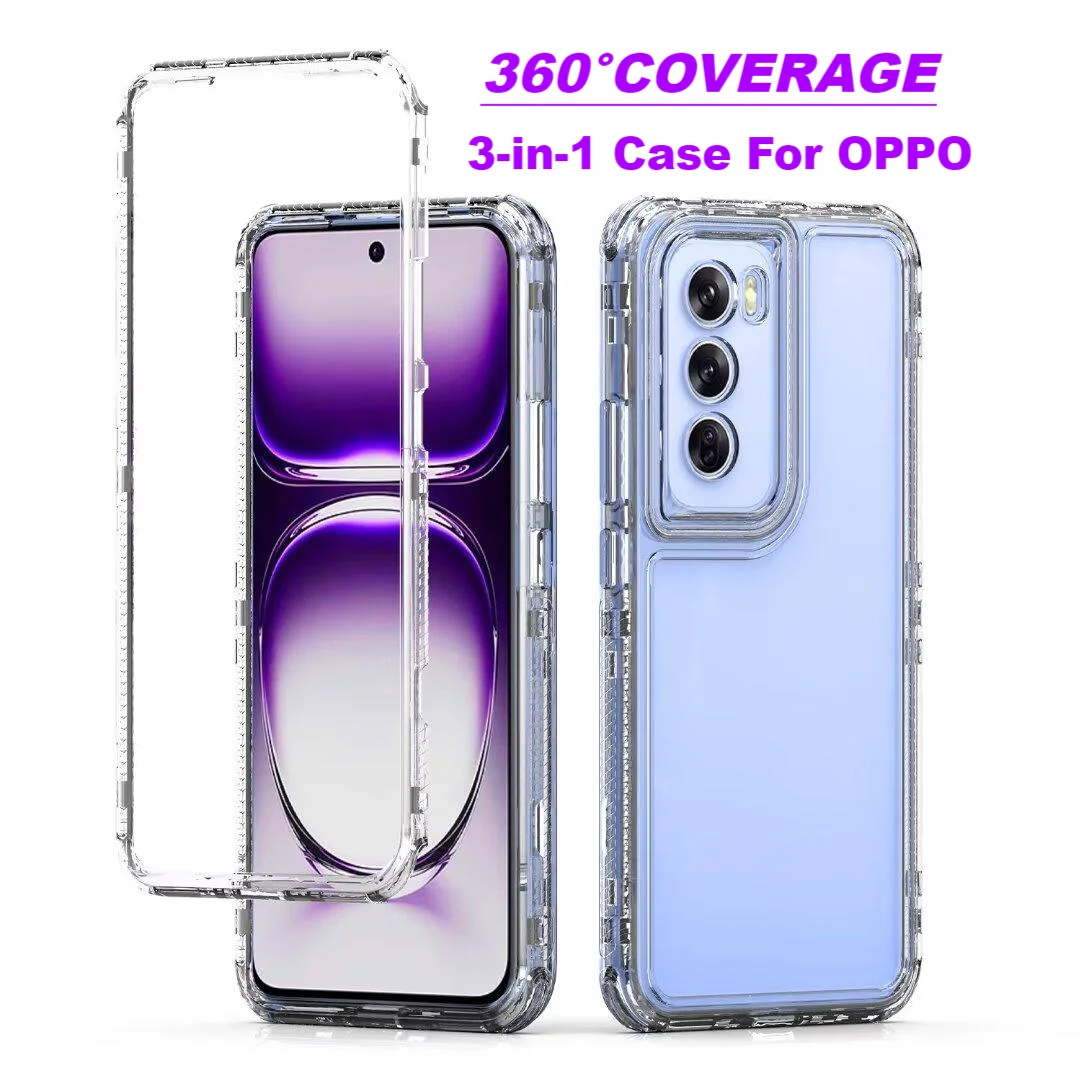 

360° Clear Full Body Shockproof Phone Case For Oppo Reno12 7 10 Pro PC+Acrylic Anti-scratch Cases for OPPO A78 A58 A38 A18 A79