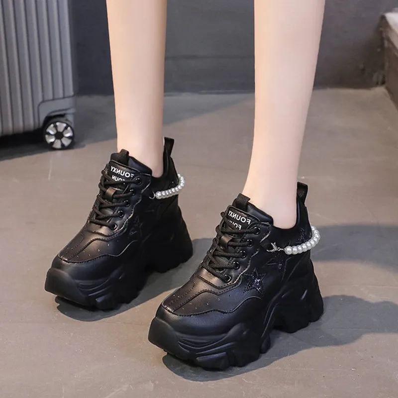 عالية الجودة أحذية منصة عالية امرأة الخريف أحذية رياضية مكتنزة زيادة 10 سنتيمتر أحذية السيدات المدربين Zapatillas Deportivas Mujer