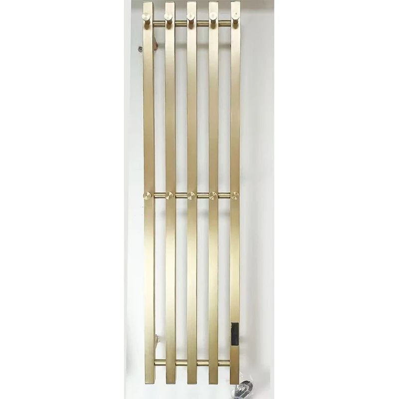 

Intelligent electric towel rack stainless steel brushed gold vertical heating towel bar touch screen switch timing constant