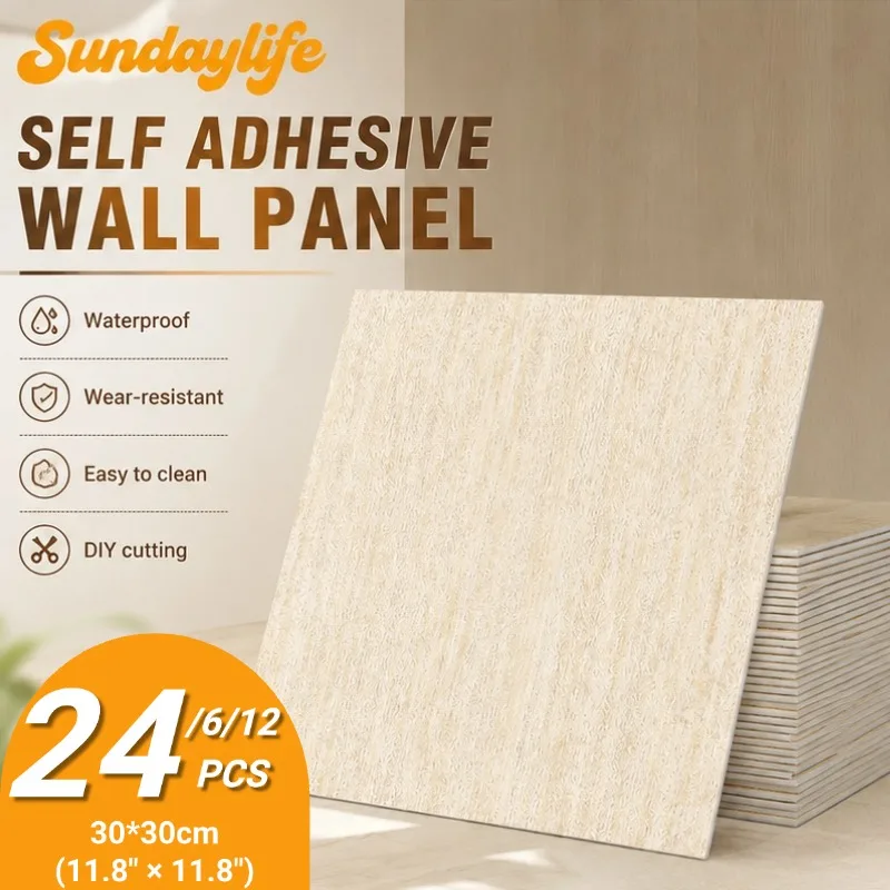 Faux Travertine Peel and Stick Wall Sticker Thick Imitation Concrete Self Adhesive Contact Paper Bedroom 3D Wallpapers 30*30cm