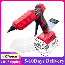 Upgraded 100W Cordless Glue Gun for Milwaukee 18V Battery, Digital Temperature Adjustable Full Size Heavy Duty with 10 Sticks