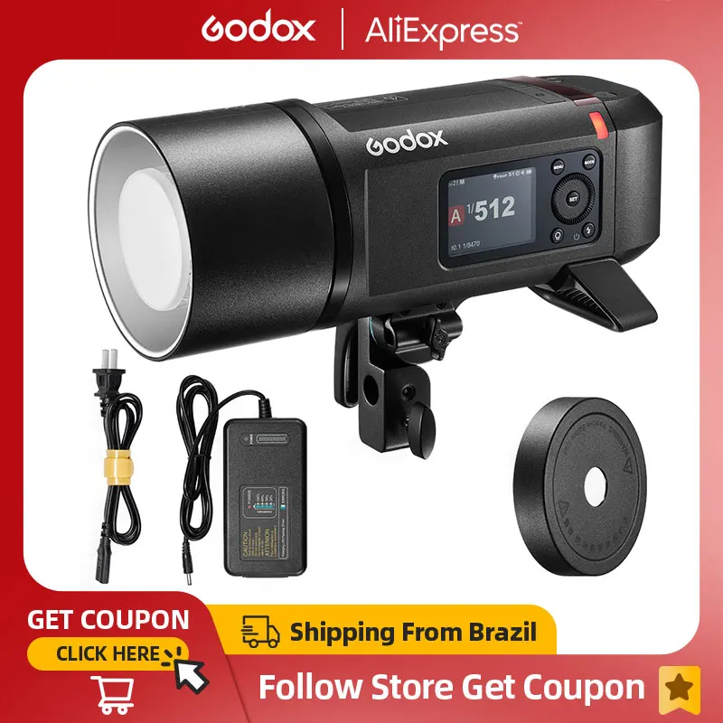 【Do Brasil】Godox AD600PROII All-in-One Outdoor Flash 600W TTL HSS Built-in Li-on Battery 2.4G Wireless X System Strobe Light