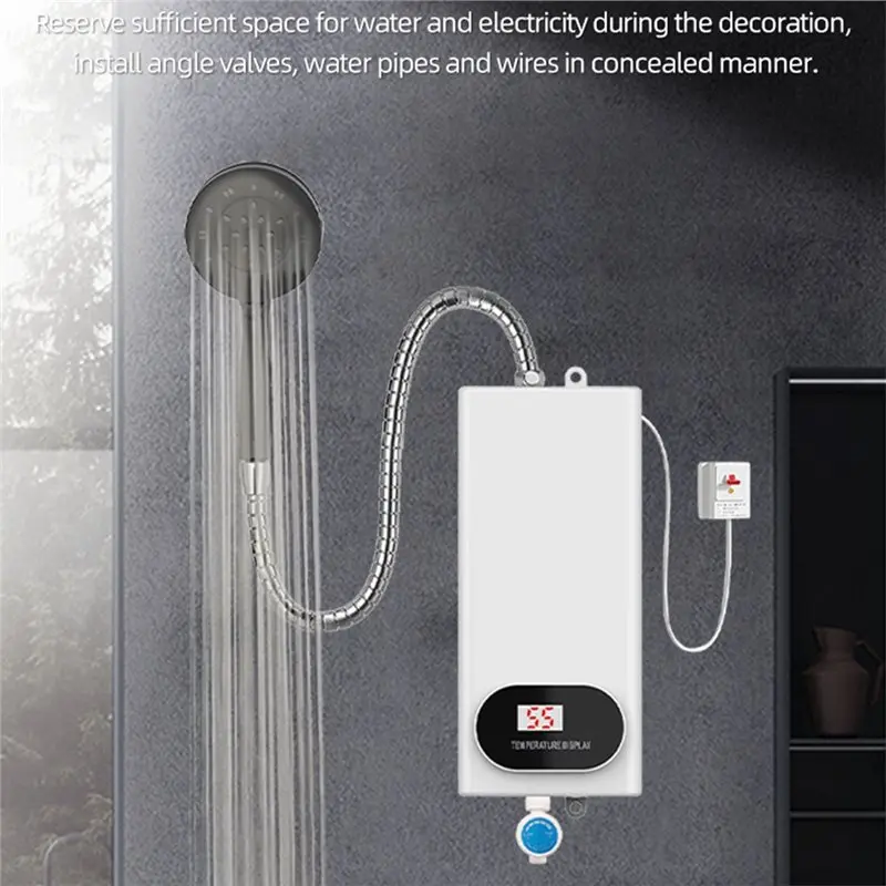 KEOL-For Bathroom Shower Electric Water Heater 3000W Instant Wall-Mounted Tankless Heating Kit For Home