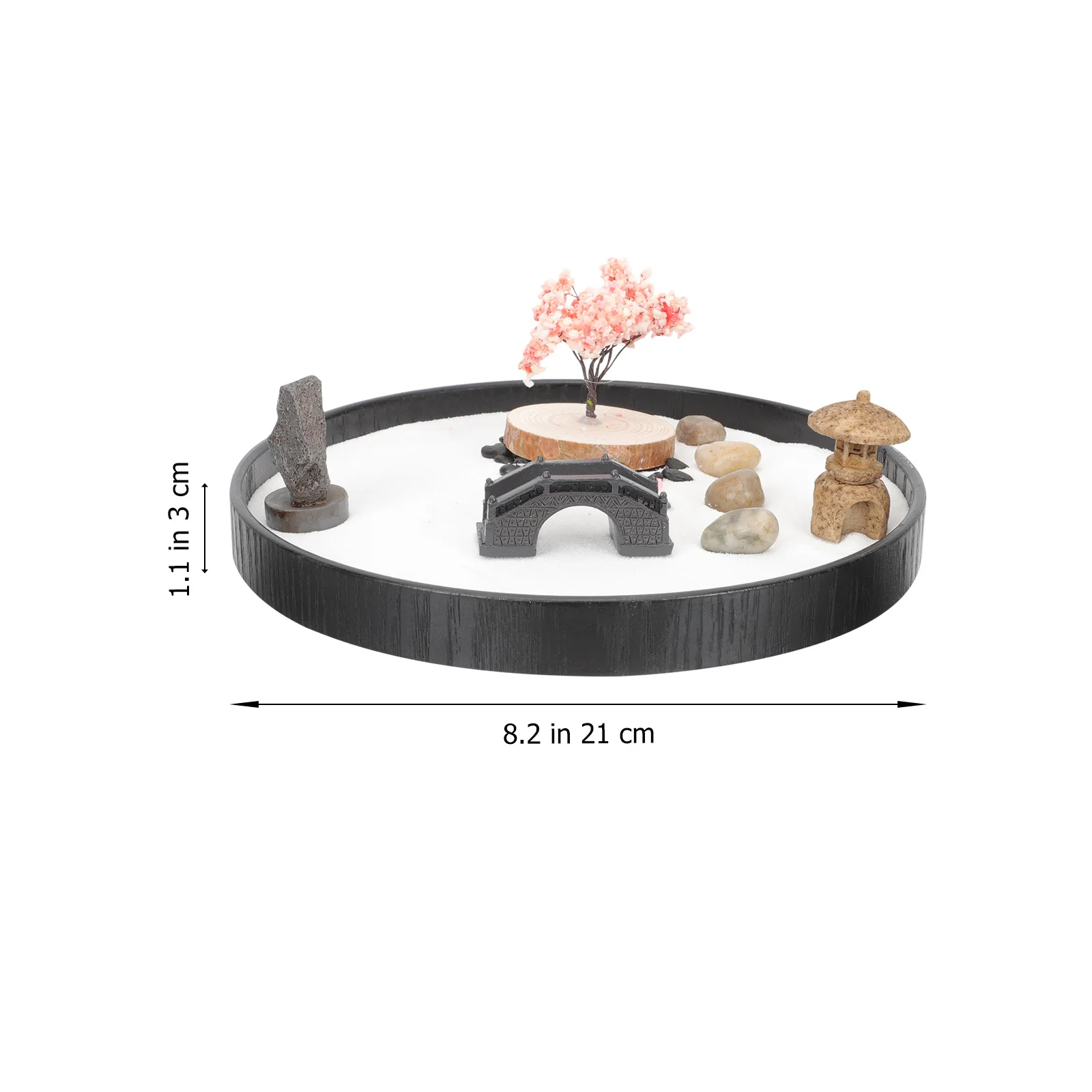 Set da 1: Giardino Zen da Tavolo, Decorazione con Sabbia, Miniatura per Interni, Ornamento per Meditazione, Decorazione da Scrivania