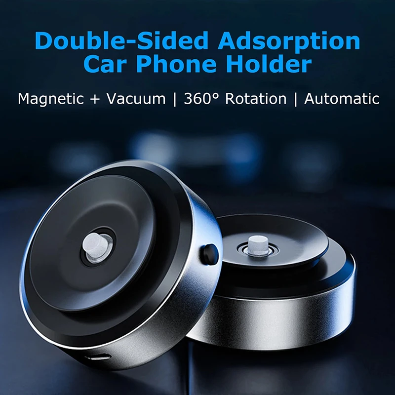 

Universal Double-Sided Mobile Phone Holder, Magnetic, Vacuum Adsorption, Car Bracket, 360 ° Rotation Mount, New, 2022