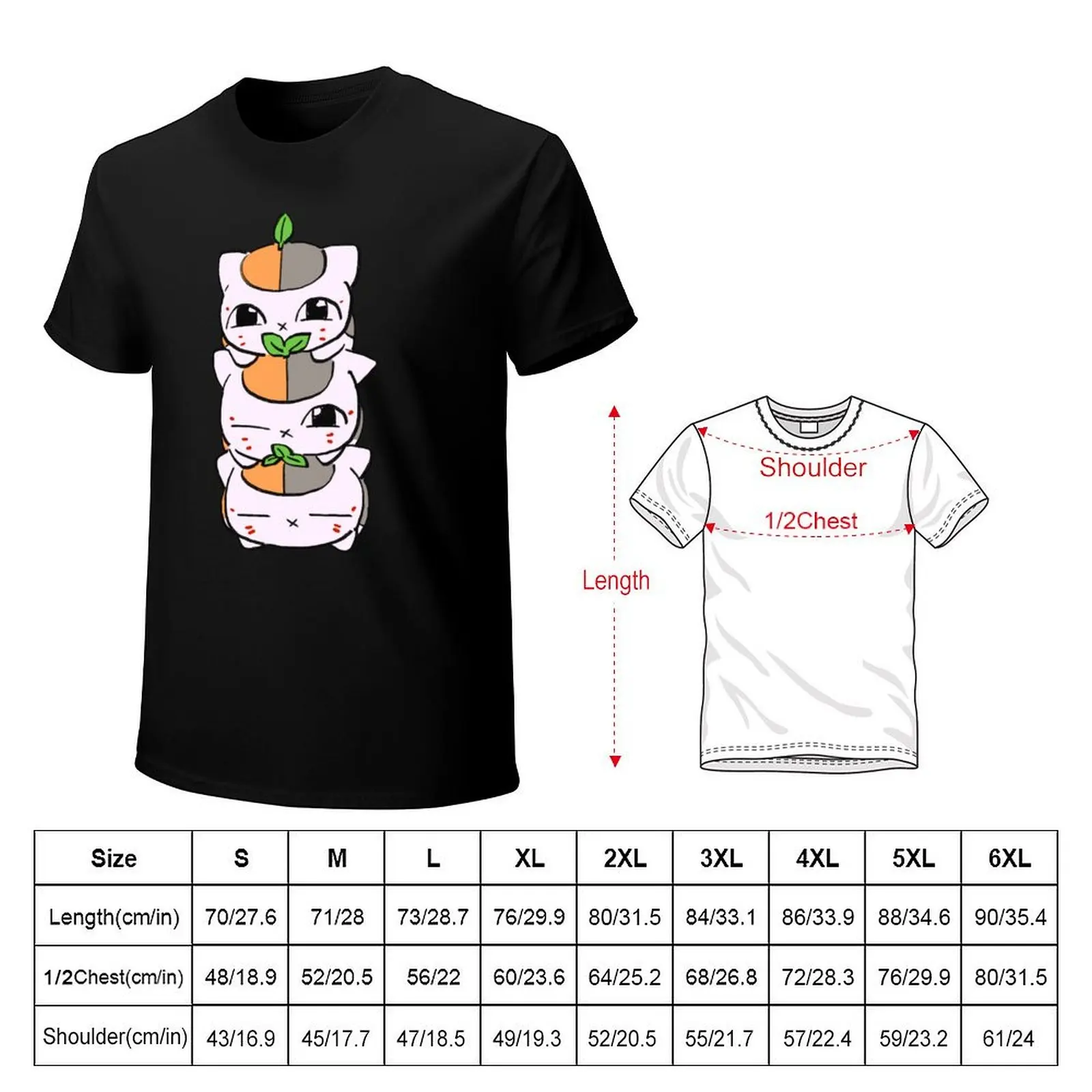 I draw three nyanko sensei tower / Natsume's Book of Friends movie T-Shirt Holiday Casual Short Sleeve Top