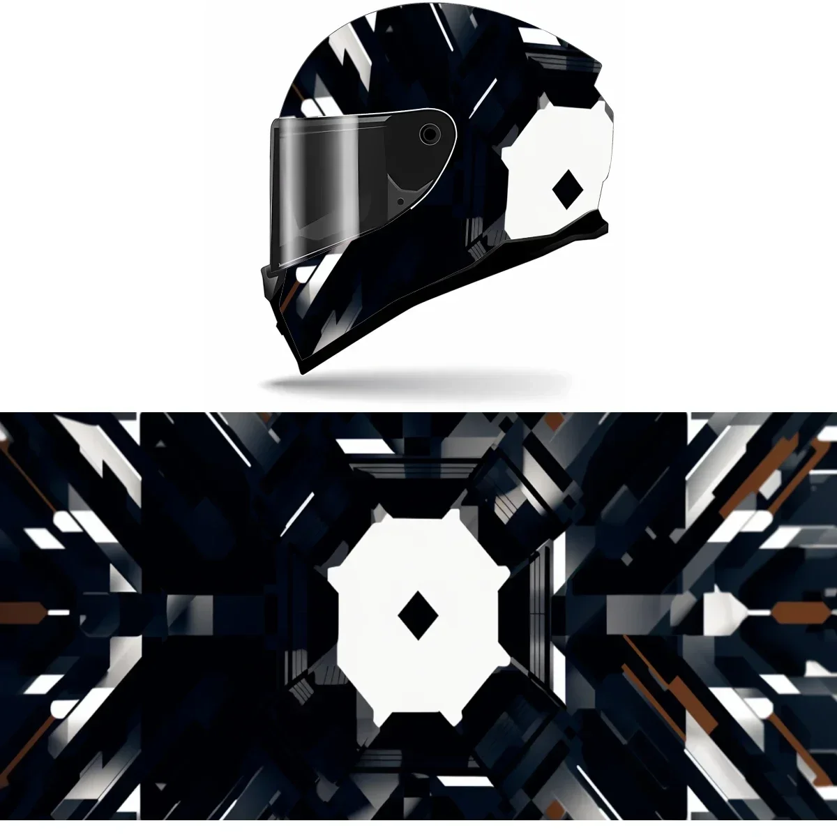 

Futuristic Geometric Shapes Full Helmet Wrap Sticker Motorcycle Helmet Racing Graphic Decal Vinyl Wrap Helmet Decor Sticker