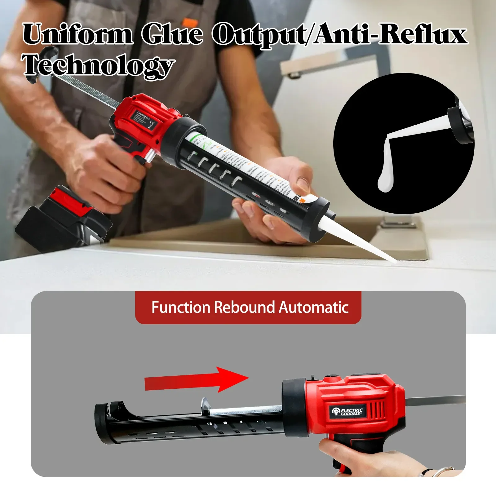 Electric Caulking Gun Kit for Makita 18V Li-ion Battery Cement Glass Adhesive Glue Seal Sealant Tool Glass Glue Gun with Scraper