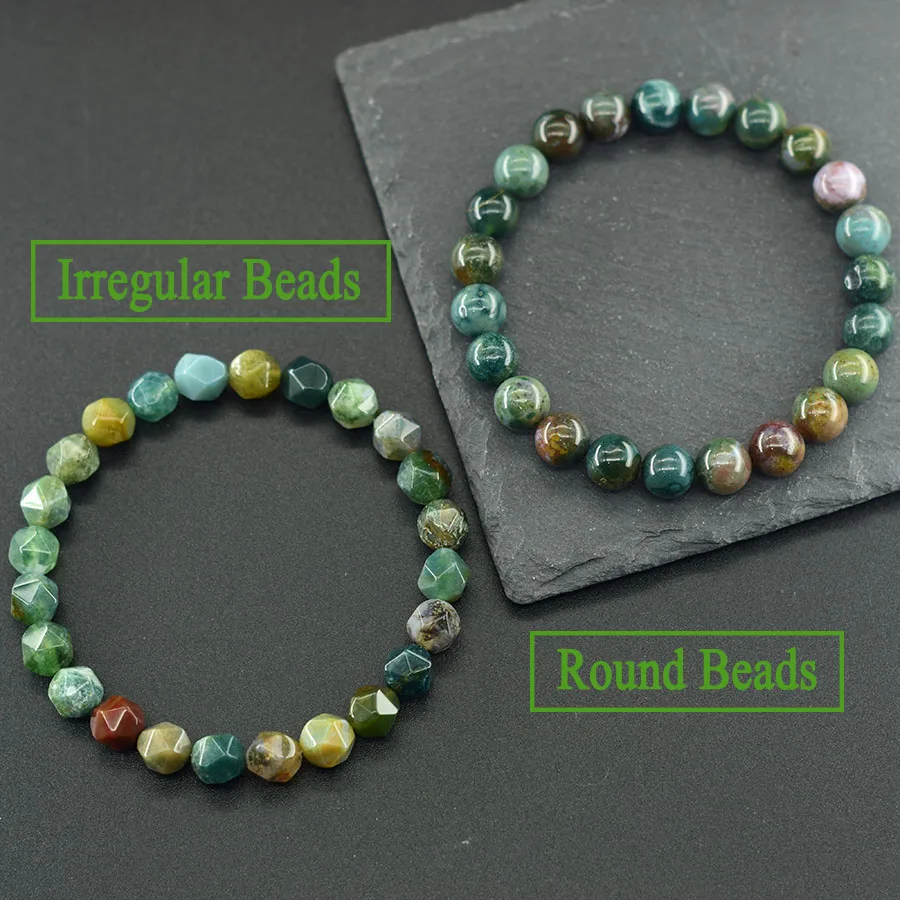 Irregular Indian Agate Bead Women Men Bracelet Made of Natural Stone Colorful Crystal Agate Strand Bracelet Yoga Meditation Gift
