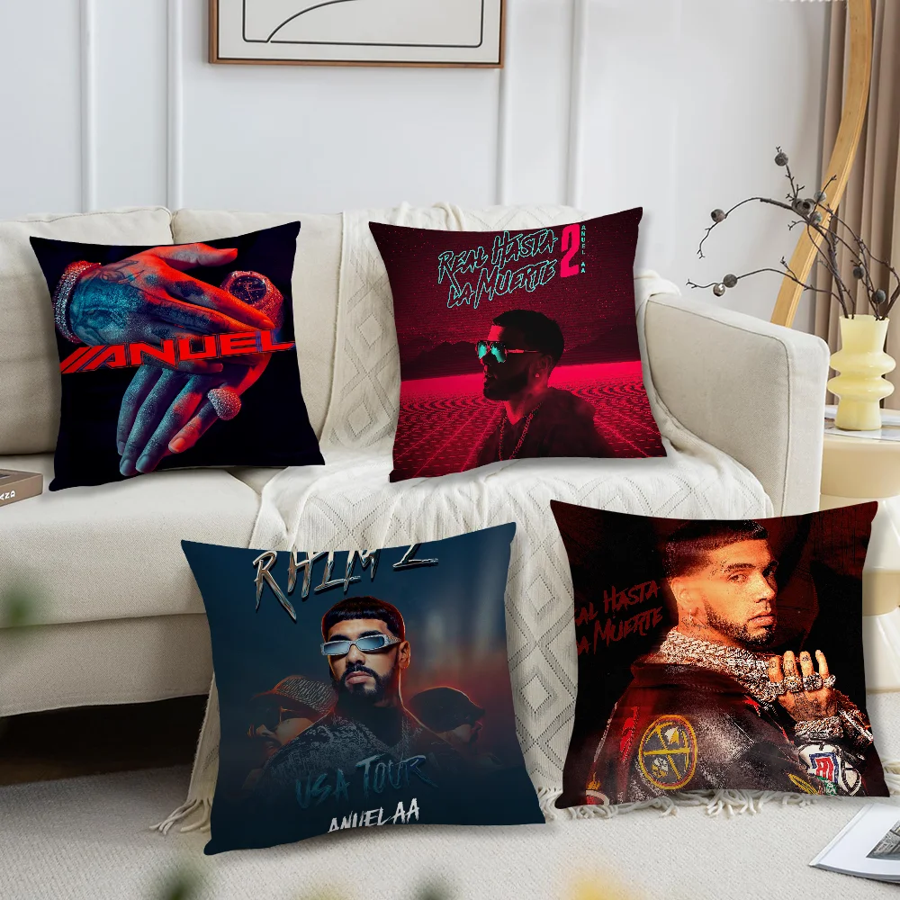 A-Anuel AA Real Hasta la Muerte 2 Pillow Case Fan Style Square Home Decor Cushion Cover Design Printed