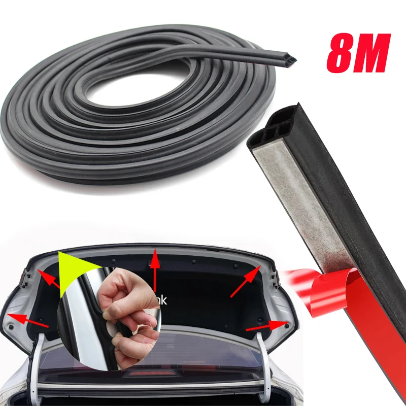 

8M Double Door Rubber Seal Universal Dustproof Noise Reduction Door Seam Rubber Window Hood Door Trunk Soundproof Weatherstrip