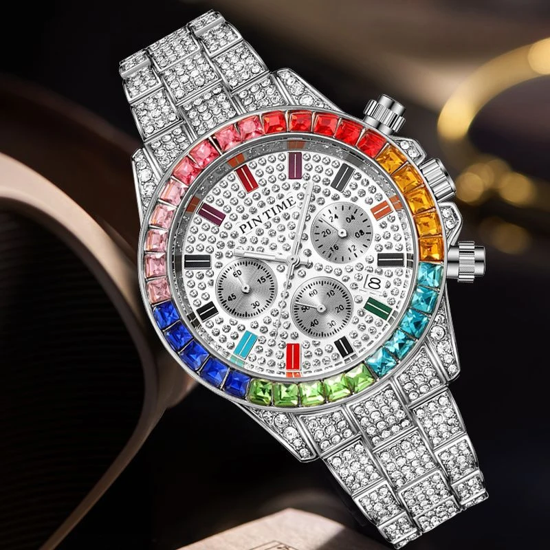 

PINTIME New Men Watch European And American Fashion Trend Hip Hop Style Waterproof Six Pin Design Fashion Men Quartz Watch