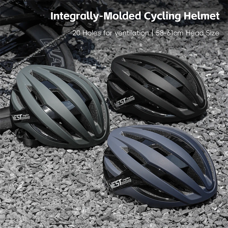 WEST BIKING Men Women Lightweight Cycling Helmet Integrated Aero Racing Road Bike Helmet Safety Cap MTB Bicycle Sports Helmet