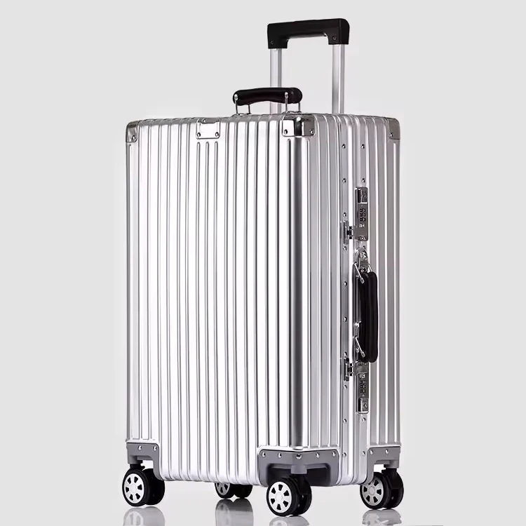 Hot Sale All Aluminum Magnesium Alloy Vintage Travel Luggage Unisex Carry TSA Custom Lock Suitcase Spinner Wheels Manufacture